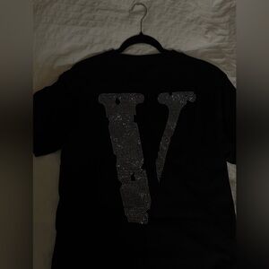 VLONE Black Tee with Silver V Design